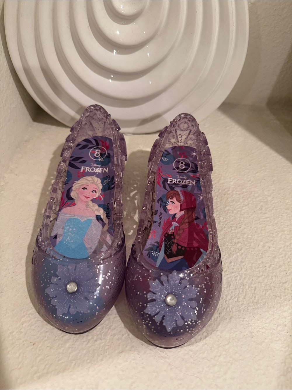 Disney Purple Glitter Frozen Jelly Flats for Kids